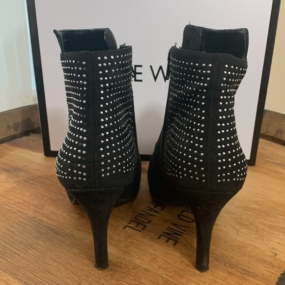 Nine West | Eye Candy Black Studded Zipper Ankle Boots Booties + Box 7 M - Picture 7 of 14